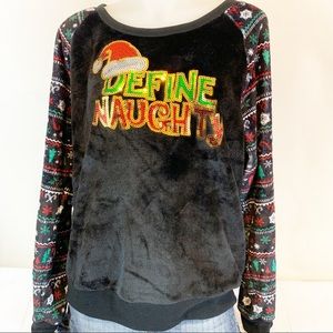 Holiday Time Valor XMas Sweater Sequins Crew Neck